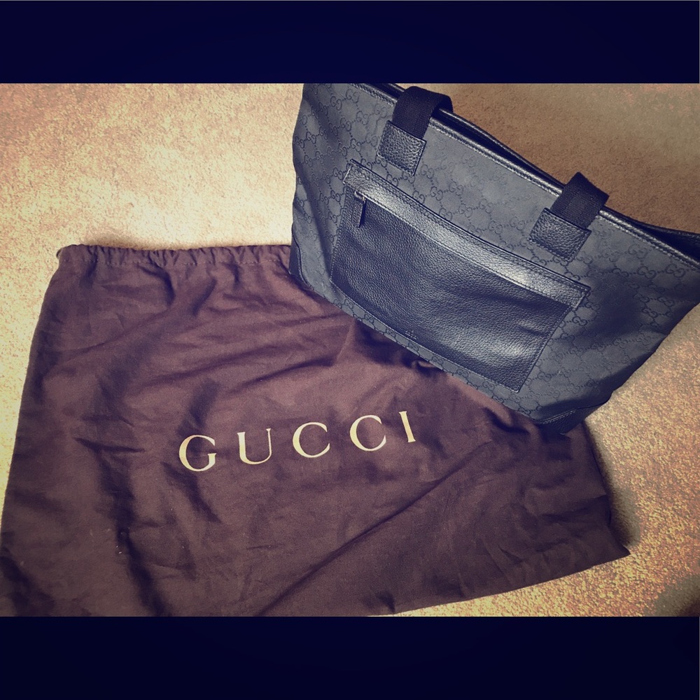 Gucci canvas nylon tote bag